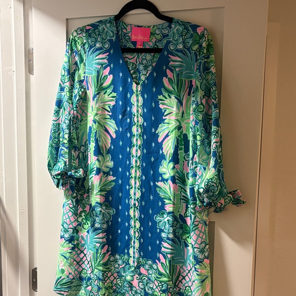 Lilly Pulitzer Blue and Green Long Sleeve Dress
